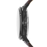 FOSSIL TOWNSMAN AUTOMATIC BLACK STAINLESS STEEL ME3098 BROWN LEATHER STRAP MEN'S WATCH - H2 Hub Watches