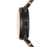 FOSSIL COMMUTER AUTOMATIC BLACK STAINLESS STEEL ME3158 BROWN LEATHER STRAP MEN'S WATCH - H2 Hub Watches