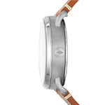 FOSSIL COMMUTER AUTOMATIC SILVER STAINLESS STEEL ME3159P BROWN LEATHER STRAP MEN'S WATCH - H2 Hub Watches