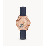 FOSSIL ME3212 STELLA AUTOMATIC NAVY ECO LEATHER WATCH