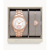 MICHAEL KORS LAURYN QUARTZ CRYSTAL ROSE GOLD-TONE LADIES WATCH AND BRACELET SET MK1038