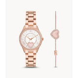 MICHAEL KORS LAURYN QUARTZ CRYSTAL ROSE GOLD-TONE LADIES WATCH AND BRACELET SET MK1038