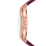 MICHAEL KORS MK2926 ROSE GOLD ROUND LAYTON CRYSTAL BURGUNDY DIAL LEATHER WOMEN'S WATCH