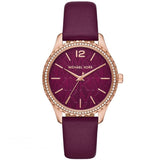 MICHAEL KORS MK2926 ROSE GOLD ROUND LAYTON CRYSTAL BURGUNDY DIAL LEATHER WOMEN'S WATCH