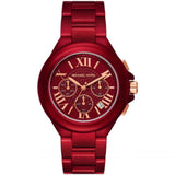 Michael Kors Camille Red Dial And Stainless Steel Strap Women Watch MK7304