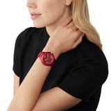Michael Kors Camille Red Dial And Stainless Steel Strap Women Watch MK7304
