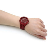 Michael Kors Camille Red Dial And Stainless Steel Strap Women Watch MK7304