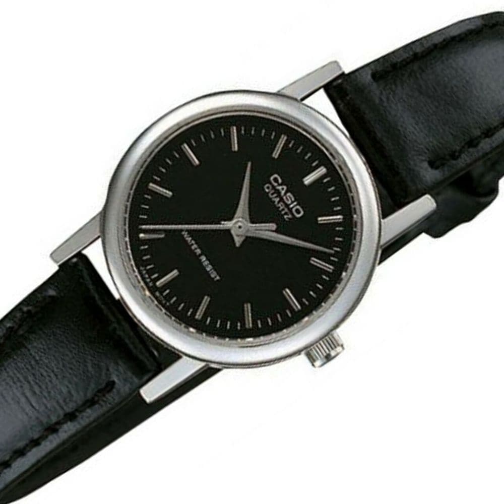 CASIO GENERAL MTP-1095E-1ADF QUARTZ SILVER STAINLESS STEEL BLACK LEATHER STRAP MEN'S WATCH - H2 Hub Watches