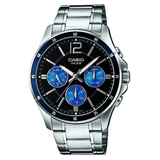 Casio General Black Dial Chronograph With Silver Stainless Steel Men Watch MTP-1374D-2AVDF-P