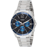 Casio General Black Dial Chronograph With Silver Stainless Steel Men Watch MTP-1374D-2AVDF-P