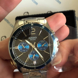 Casio General Black Dial Chronograph With Silver Stainless Steel Men Watch MTP-1374D-2AVDF-P