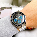 Casio General Black Dial Chronograph With Silver Stainless Steel Men Watch MTP-1374D-2AVDF-P