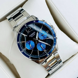 Casio General Black Dial Chronograph With Silver Stainless Steel Men Watch MTP-1374D-2AVDF-P