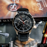 Casio General Black Dial And Black Leather Strap Men Watch MTP-1374L-1AVDF-P