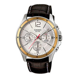 CASIO ENTICER MTP-1374L-7AVDF-P BROWN LEATHER MEN WATCH
