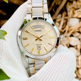 Casio General Gold Dial And Two-Tone Stainless Steel Strap Men Watch MTP-1381G-9AVDF-P