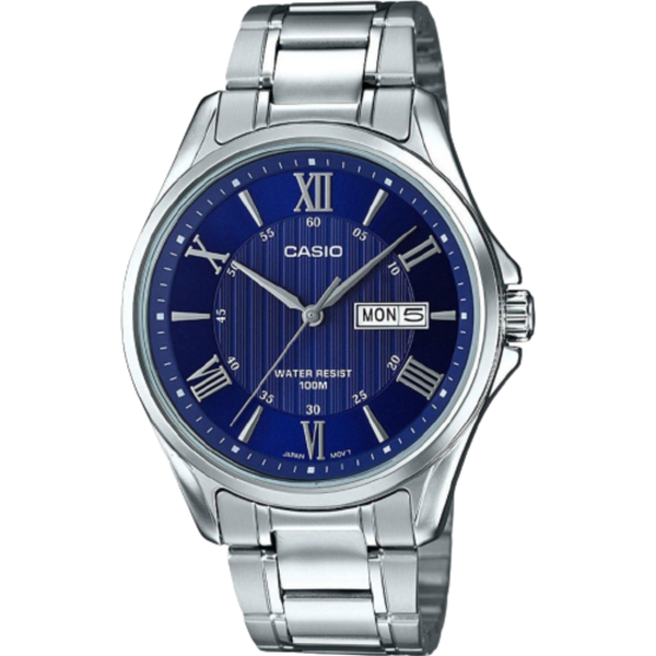 Casio General Blue Dial And Silver Stainless Steel Strap Men Watch MTP-1384D-2AVDF-P