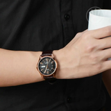 CASIO GENERAL MTP-1384L-1AVDF QUARTZ ROSE GOLD STAINLESS STEEL BROWN LEATHER STRAP MEN'S WATCH