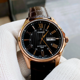 Casio General Black Dial With Brown Leather Strap Men Watch MTP-1384L-1AVDF-P