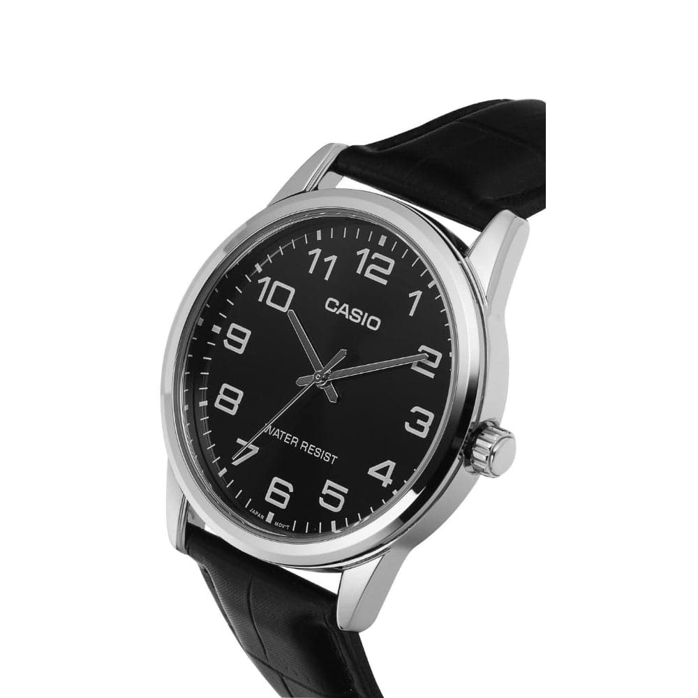 Casio General Black Dial And Black Leather Strap Men Watch MTP V001L 1 casio-general-black-dial-and-black-leather-strap-men-watch-mtp-v001l-1