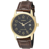 CASIO GENERAL MTP-V002GL-1BUDF-P QUARTZ GOLD STAINLESS STEEL BROWN LEATHER STRAP MEN'S WATCH