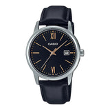 CASIO ANALOG MTP-V002L-1B3UDF-P BLACK LEATHER MEN WATCH
