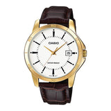 CASIO ENTICER MTP-V004GL-7AUDF BROWN LEATHER MEN WATCH