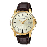 CASIO ANALOG MTP-V004GL-9AUDF-P BROWN LEATHER MEN WATCH