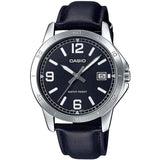 CASIO GENERAL MTP-V004L-1BUDF-P BLACK LEATHER MEN WATCH