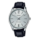 Casio General Silver Dial With Black Leather Strap Unisex Watch MTP-V005L-7BUDF-P