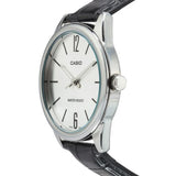 Casio General Silver Dial With Black Leather Strap Unisex Watch MTP-V005L-7BUDF-P