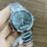 CASIO MTP-VC01D-8EUDF ANALOG DIGITAL SILVER STAINLESS STEEL STRAP MEN'S WATCH