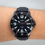 Casio General Black Dial And Leather Strap Men Watch MTP-VD01BL-1BVUDF-P