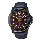 CASIO GENERAL MTP-VD01BL-5BVUDF BROWN DIAL BLACK STRAP MEN'S WATCH