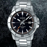 Casio General Black Dial Silver Stainless Steel Strap Men Watch MTP-VD01D-1E2VUDF-P