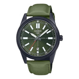 CASIO ANALOG MTP-VD02BL-3EUDF-P GREEN LEATHER MEN WATCH