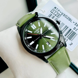 CASIO ANALOG MTP-VD02BL-3EUDF GREEN LEATHER MEN WATCH