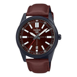 CASIO GENERAL MTP-VD02BL-5EUDF RED LEATHER MEN'S WATCH