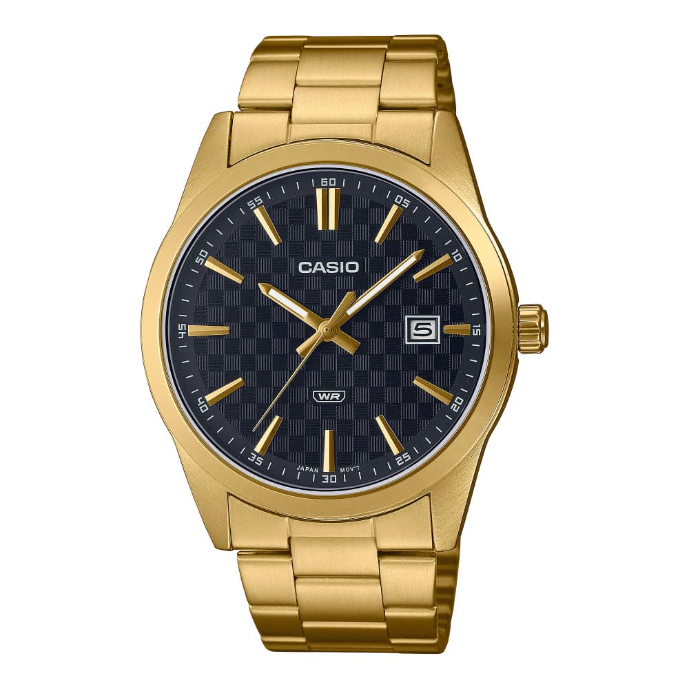 Casio General Black Dial With Gold Stainless Steel Strap Men Watch MTP ...