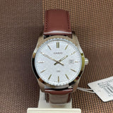 Casio General White Dial Bordeaux Leather Strap Unisex Watch MTP-VD03L-5AUDF-P