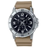 Casio General Black Dial Brown Leather Strap Men Watch MTP-VD300-5BUDF