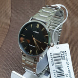 Casio General Black Dial Silver Stainless Steel Strap Unisex Watch MTP-VT01D-1BUDF-P