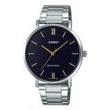 Casio General Black Dial Silver Stainless Steel Strap Unisex Watch MTP-VT01D-1BUDF-P