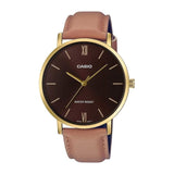 Casio General Black Dial Brown Leather Strap Unisex Watch MTP-VT01GL-5BUDF-P