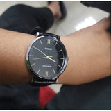 Casio General Black Dial And Leather Strap Unisex Watch MTP-VT01L-1BUDF-P