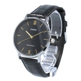Casio General Black Dial And Leather Strap Unisex Watch MTP-VT01L-1BUDF-P