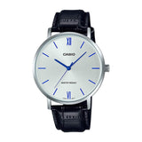 Casio General Silver Dial Black Leather Strap Unisex Watch MTP-VT01L-7B1UDF-P