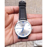 Casio General Silver Dial Black Leather Strap Unisex Watch MTP-VT01L-7B1UDF-P