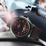 NAVIFORCE NF9028 B/B/R BLACK LEATHER MEN'S WATCH - H2 Hub Watches