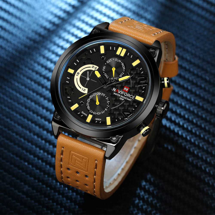 NAVIFORCE NF9068L B/Y/BN MEN'S CHRONOGRAPH WATCH - H2 Hub Watches